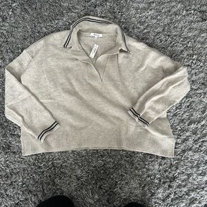 Madewell grey VNeck sweater with collar